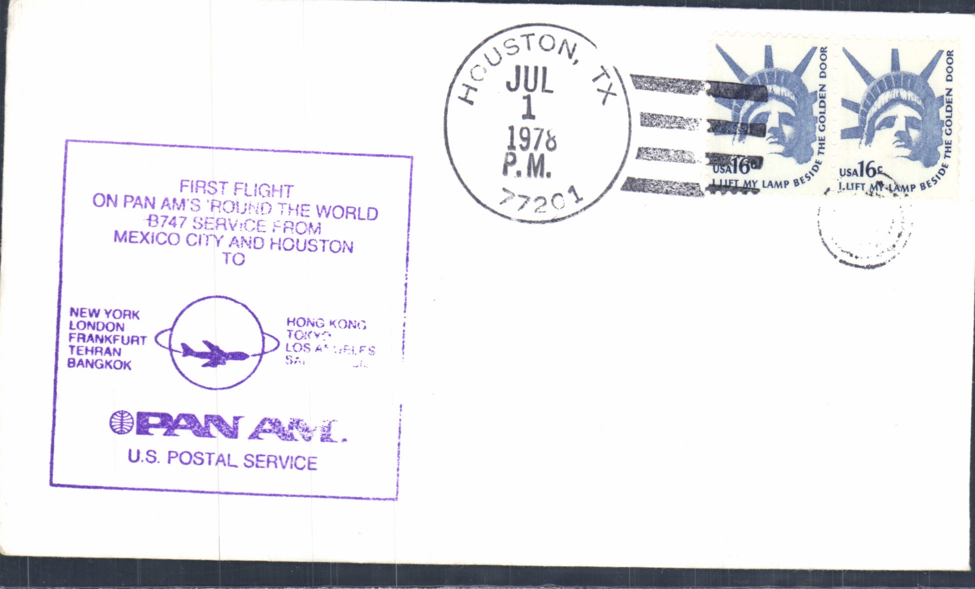 Premier vol Pan Am autour du monde — Houston, TX — 1er juillet 1978