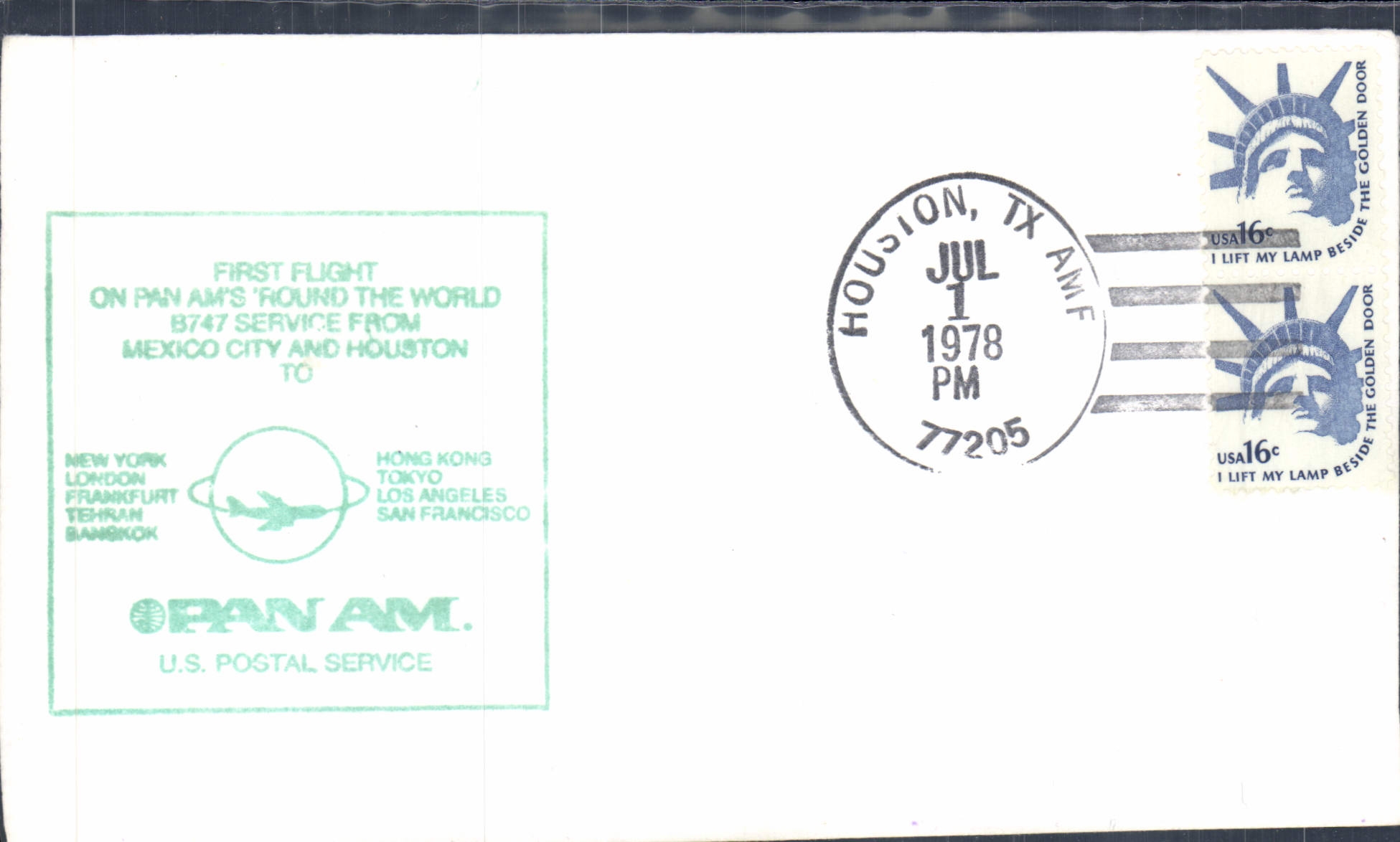 Premier vol Pan Am autour du monde — Houston, TX — 1er juillet 1978