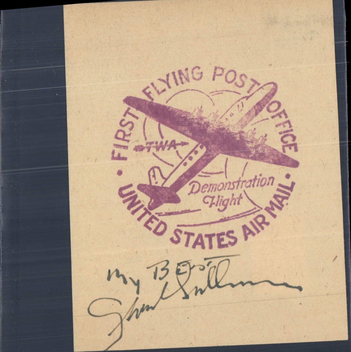 Première vol aérien postal TWA — Bureau postal aérien démonstration — États-Unis