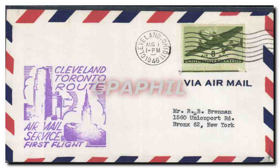 Cleveland - Toronto Route — First Flight — Air Mail Service — Cleveland, Ohio