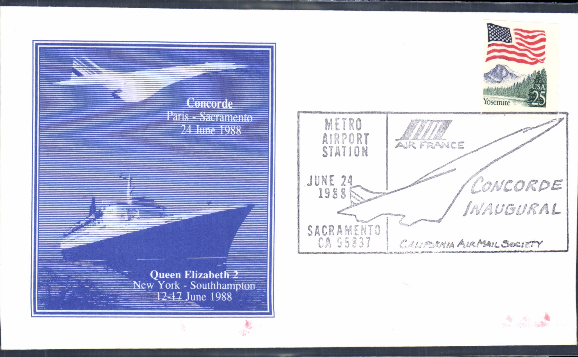 Concorde Inaugural — Paris-Sacramento 24 June 1988 — California AirMail Society