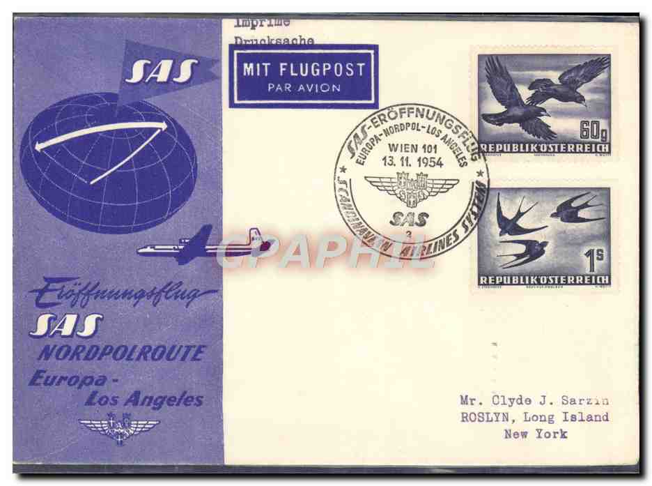 Lettre Autriche Los Angeles SAS Norpolroute Polar 