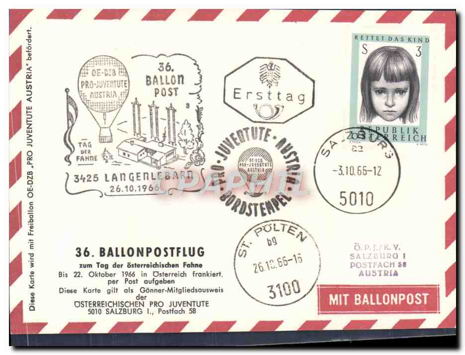 Lettre Autriche 36 Ballonpostflug Ballon Dirigeable 3 10 65