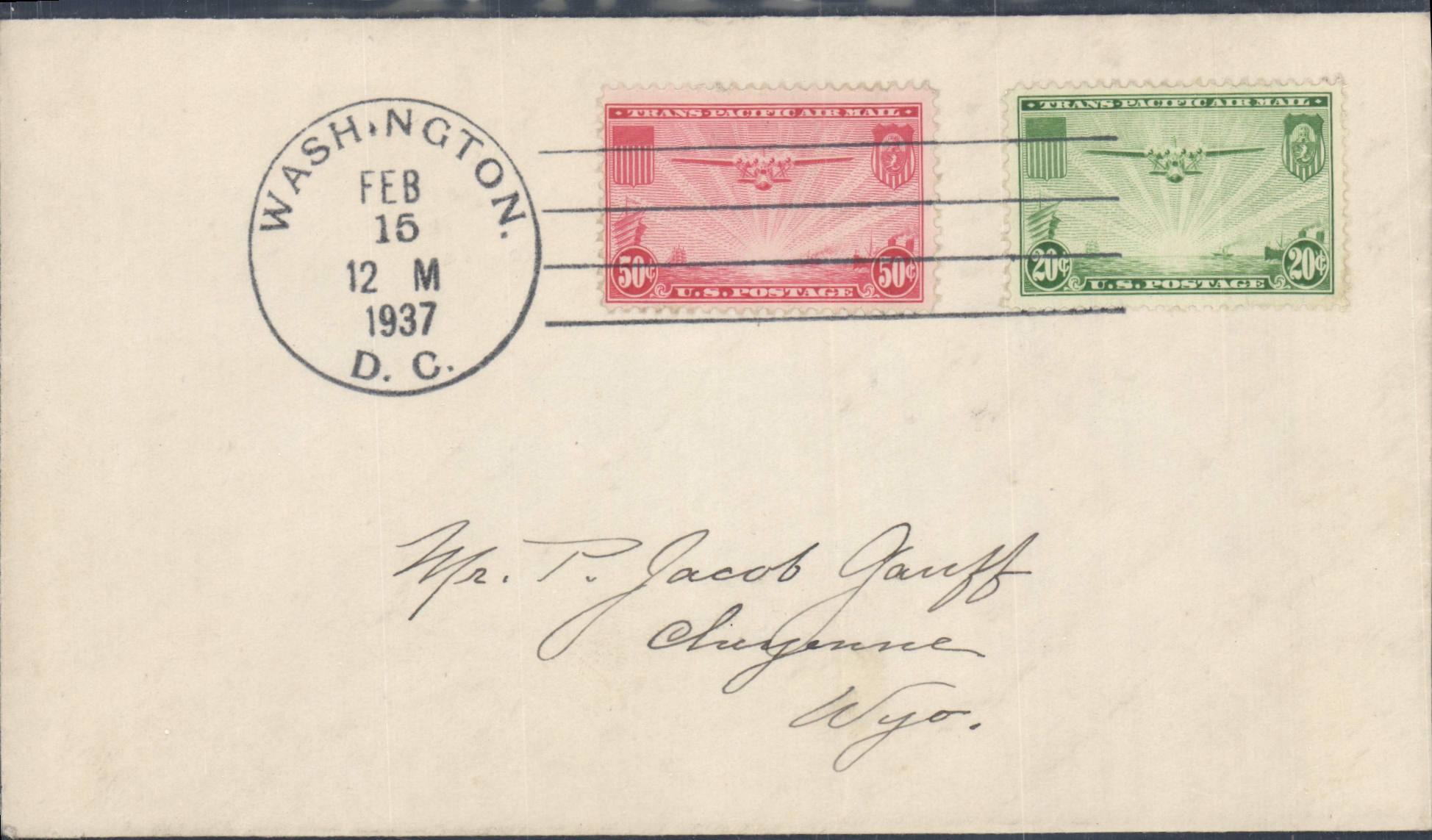 Lettre Etats Unis Washington to Cheyenne Wyo