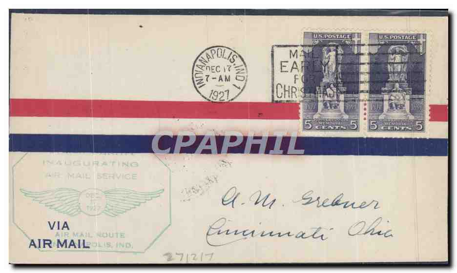 Inauguration du service postal aérien — Indianapolis, Indiana — 17 décembre 1927