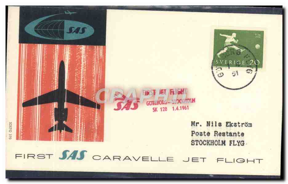 Lettre First SAS Caravelle Jet Flight Goteborg Stockholm 1 4 51 Football