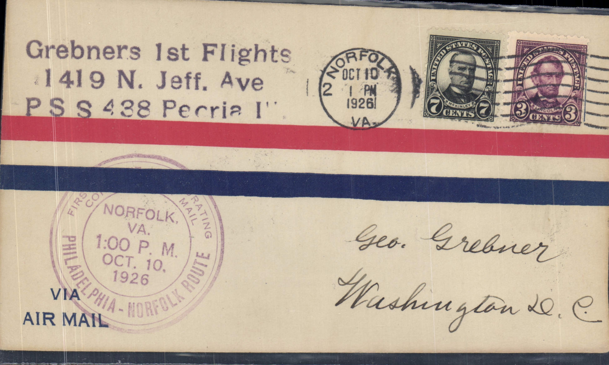 Grebner's 1st Flights — Norfolk, VA — 1926
