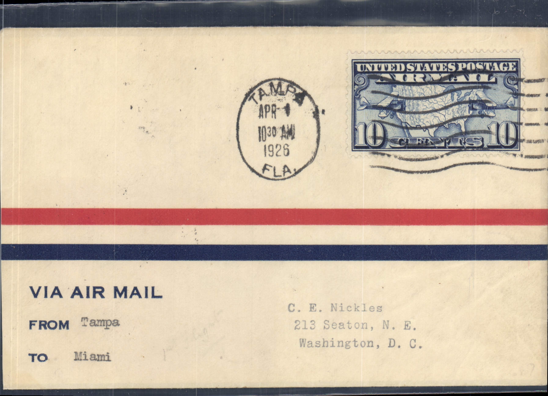 Lettre Etats Unis Tampa to Miami 1 4 1926