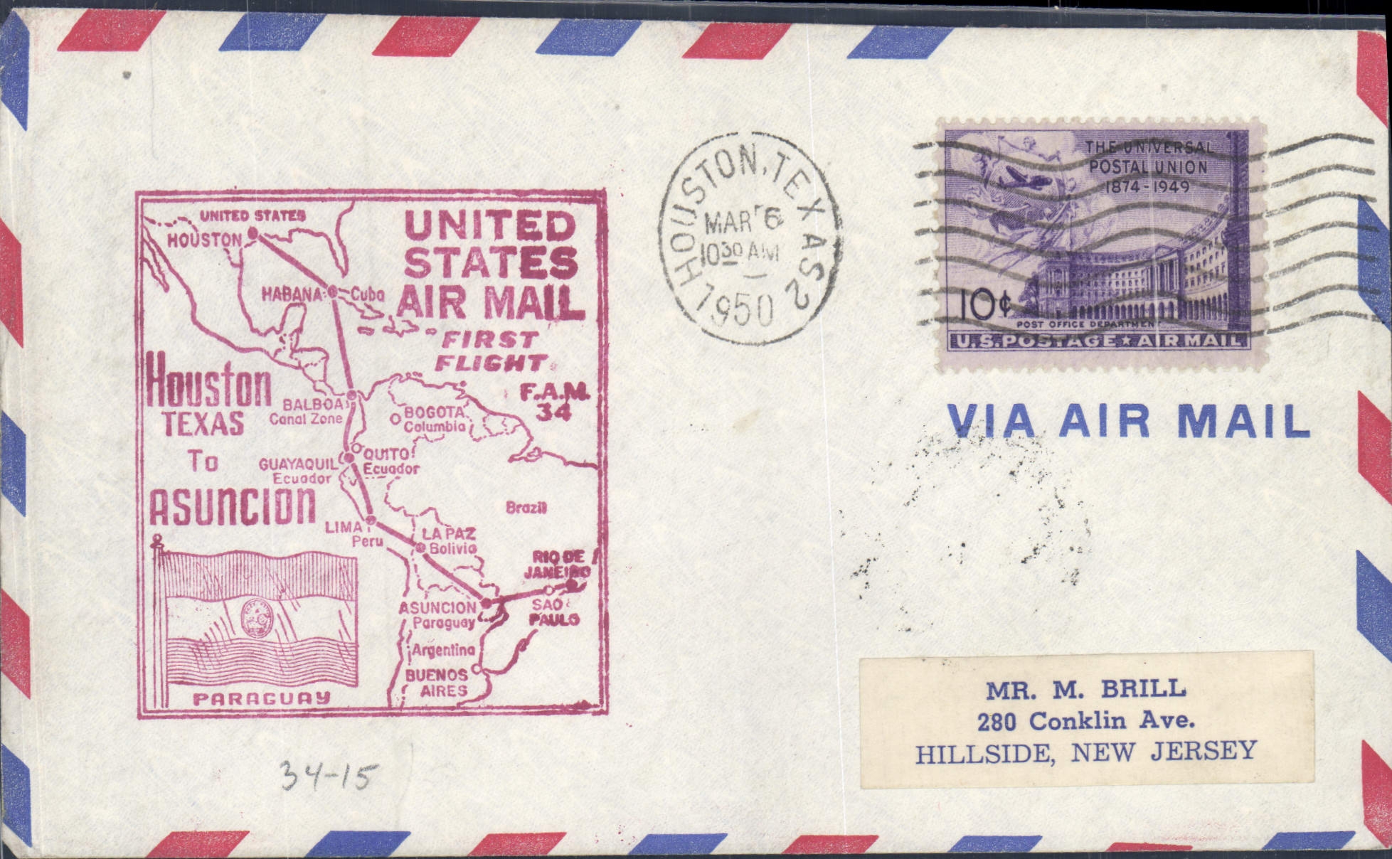 Houston, Texas — Erster Flug — United States Air Mail