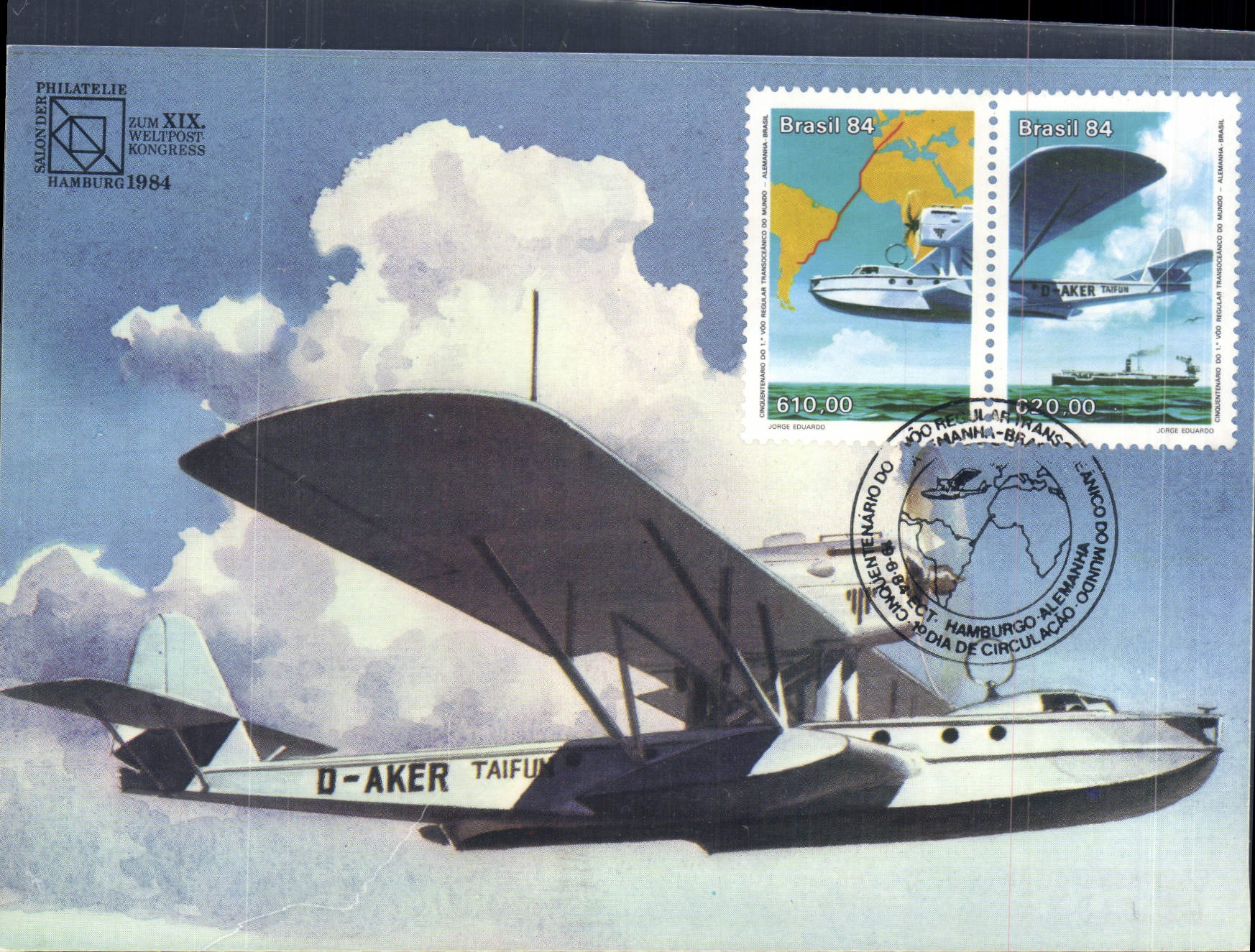 Carte vol Bresil 19 6 1984 Hydravion 