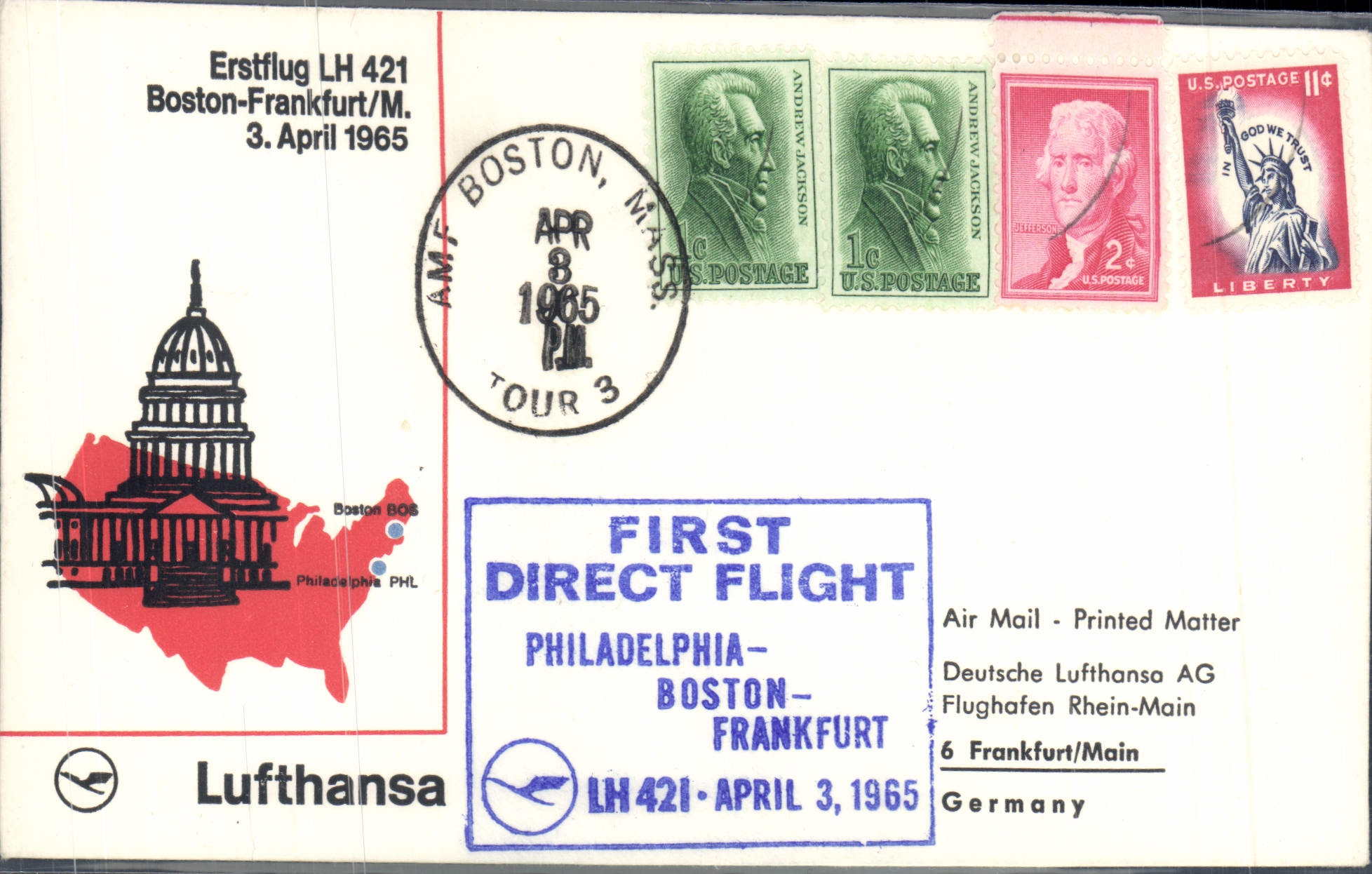 Erster Flug LH 421 — Boston-Frankfurt — Lufthansa — 3. April 1965