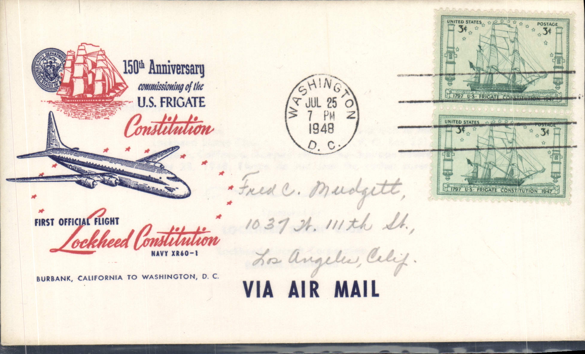150. Jubiläum der Bestellung der Fregatte U.S. Constitution — offizielle Flug von der Lockheed Constellation — Washington D.C.