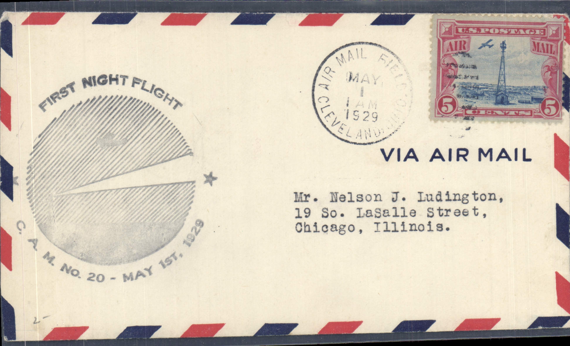 First night flight — Cleveland, Ohio — Air Mail Field