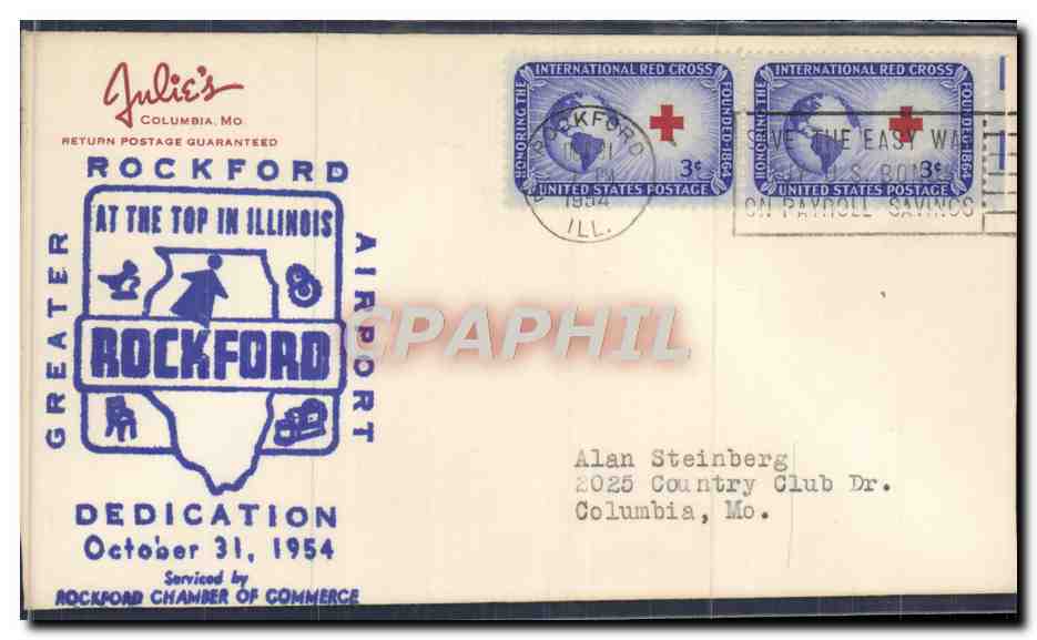 Dedikation des Flughafens Rockford — Illinois — Verlag Julie's Columbia, Mo.