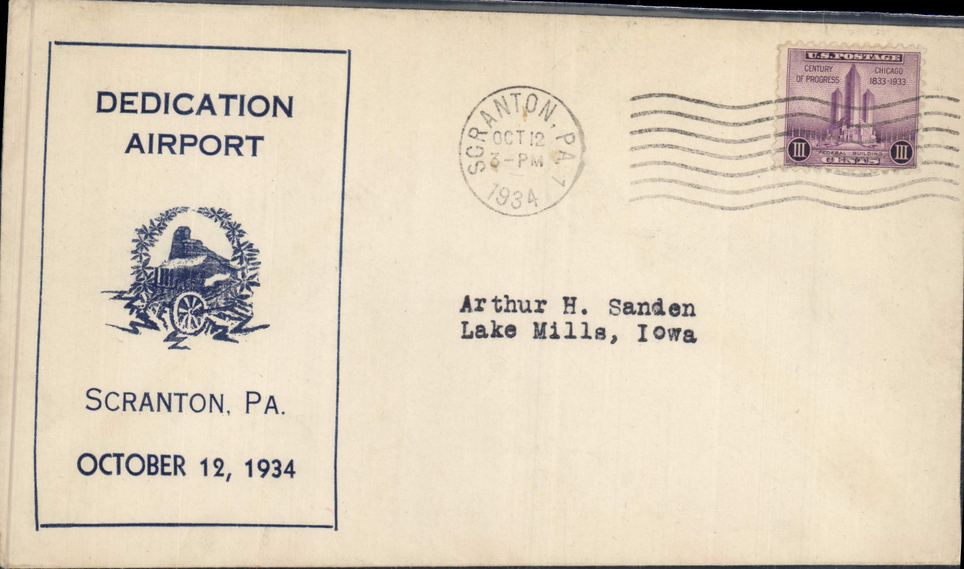 Dedica dell'aeroporto di Scranton — Scranton, Pa. — 12 ottobre 1934