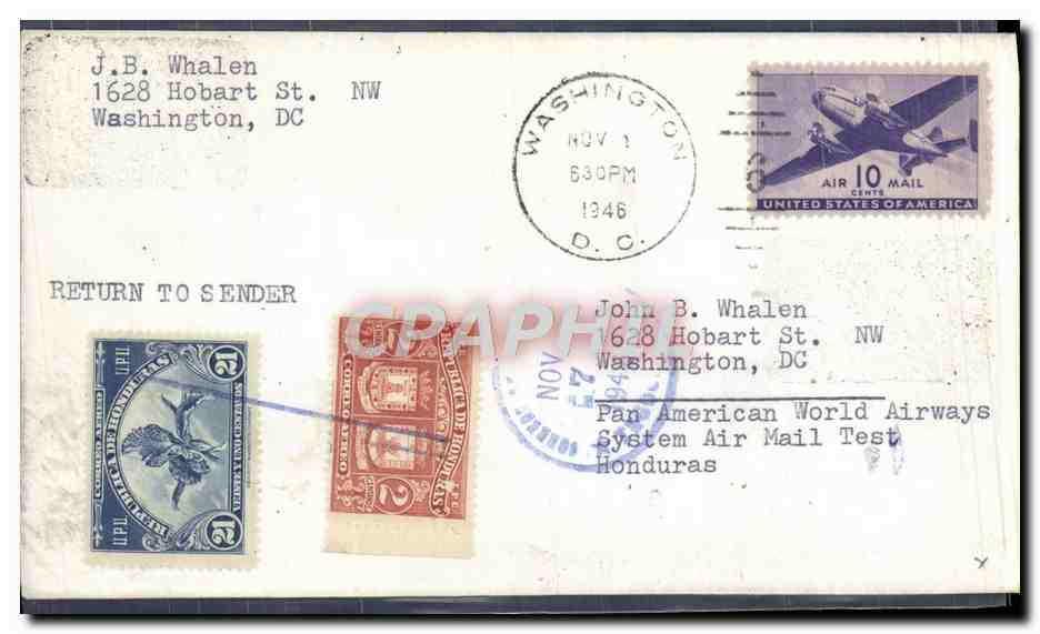 Washington, DC — Prueba de correo aéreo de Pan American World Airways — 1946