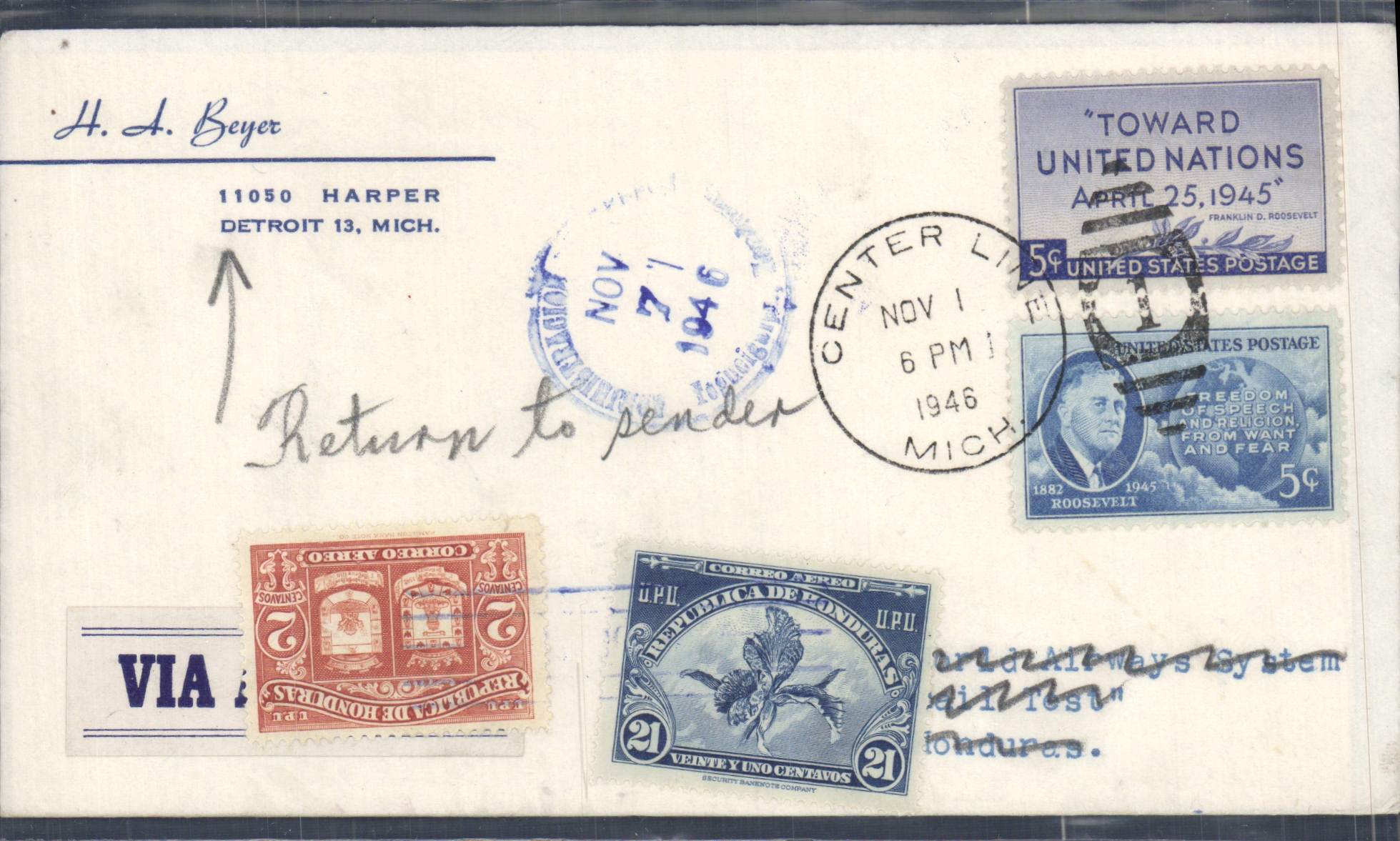 Honduras — Stempels en verzendstempel — Uitgever: United States Postage