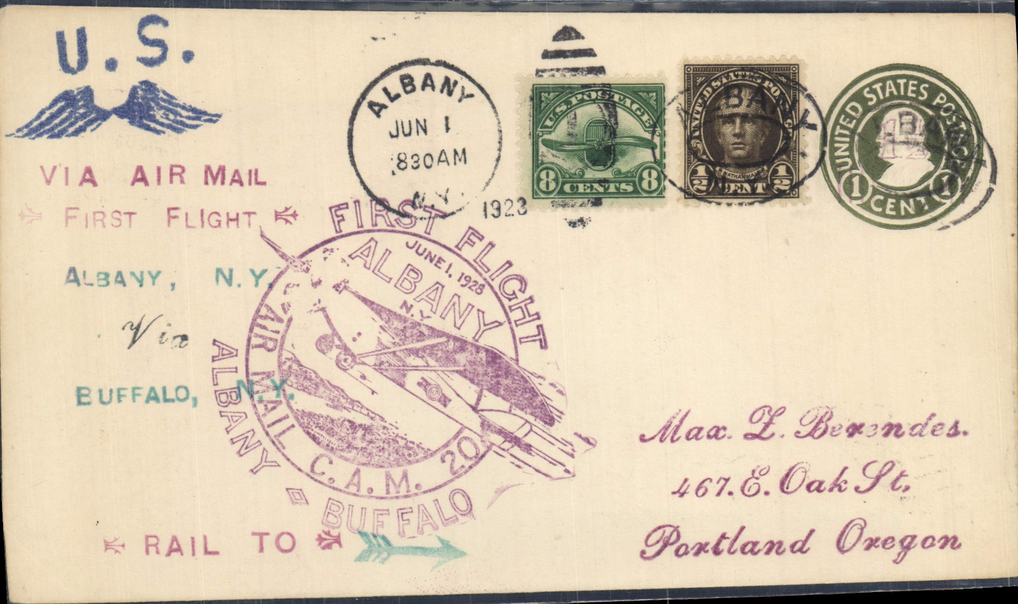 Premier vol aérien Albany-Buffalo — Albany, N.Y. — U.S. Post Office