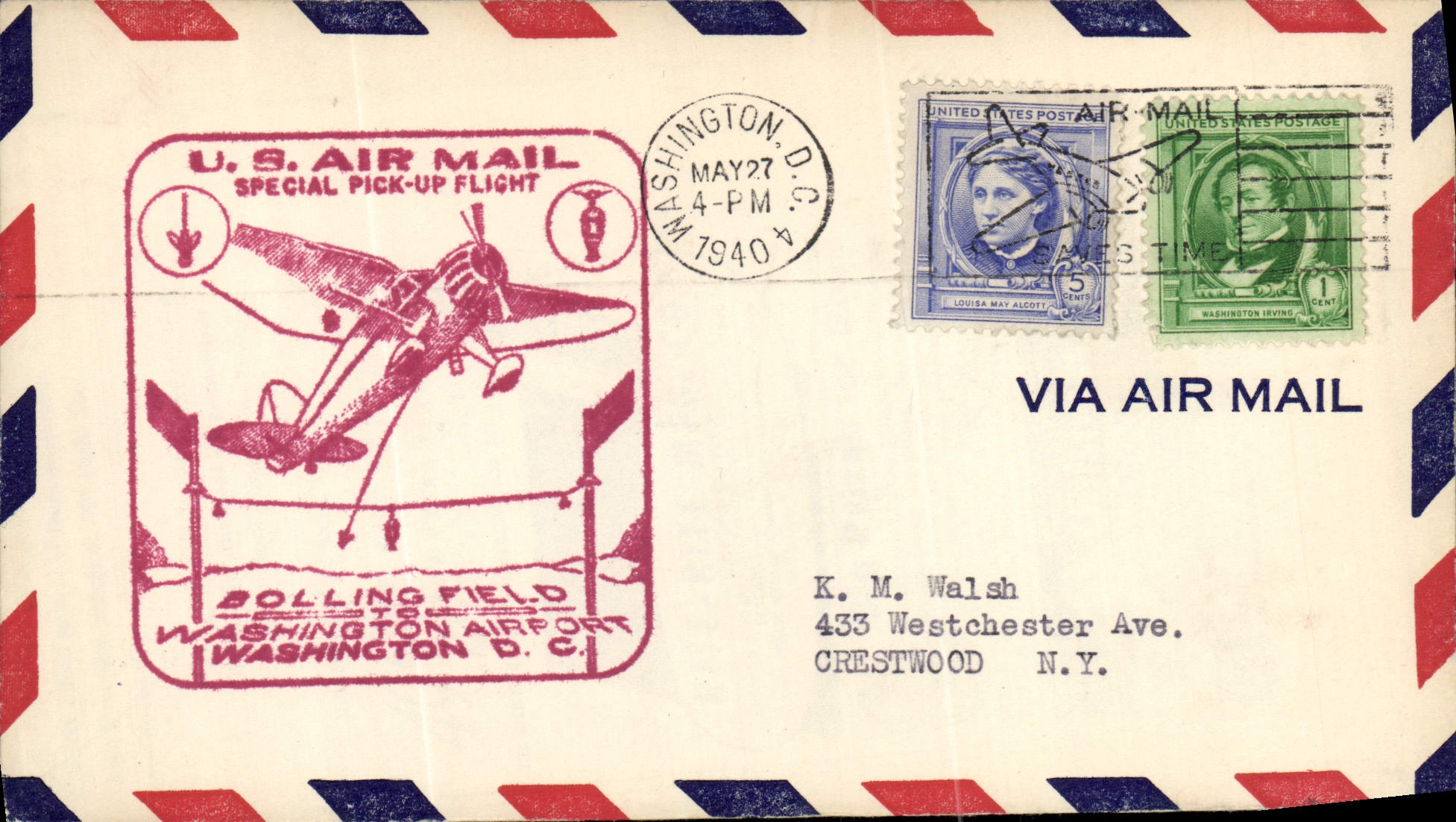 Vol speciale Air Mail a Washington D.C. — Bolling Field — 27 maggio 1940