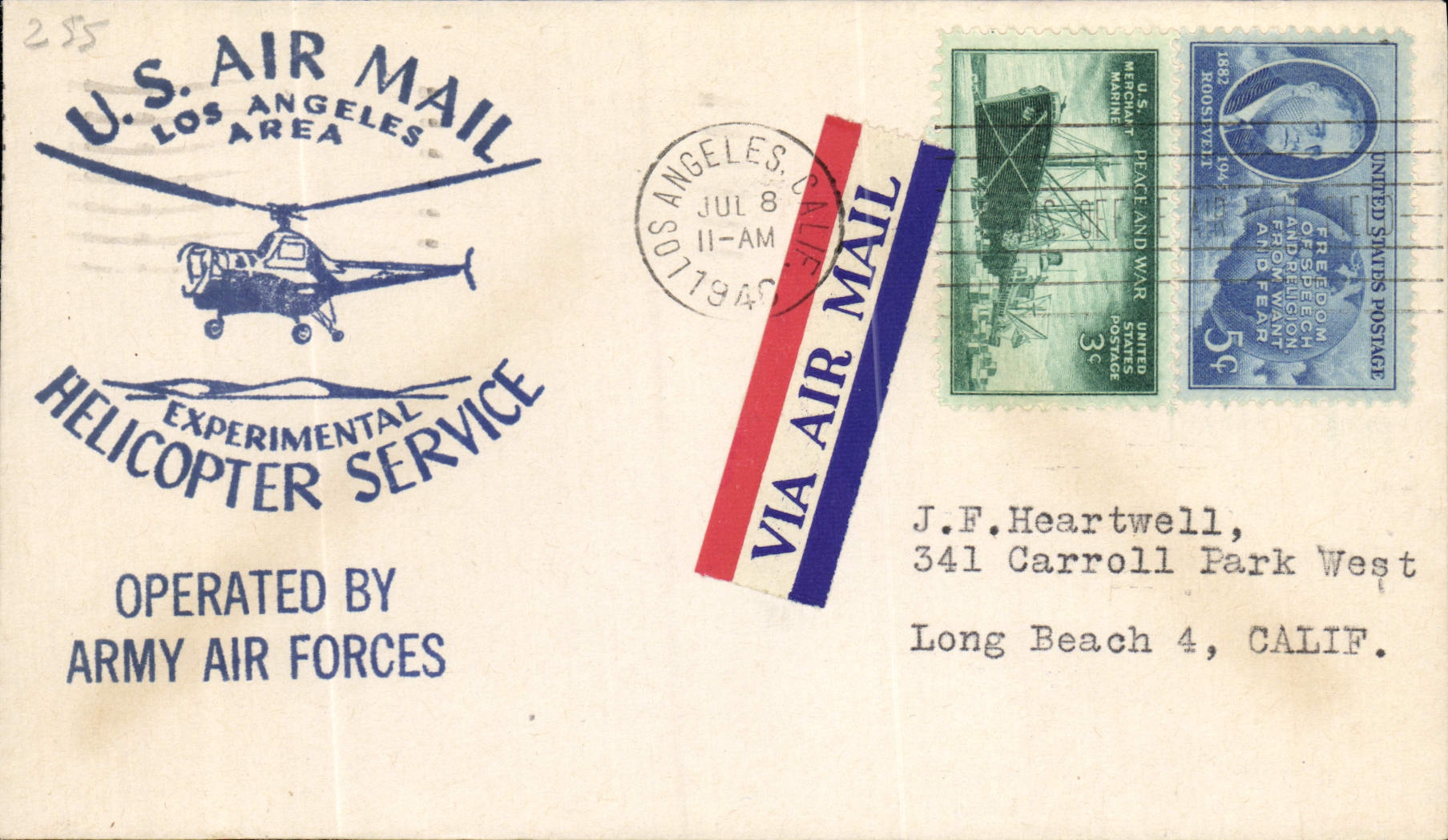 U.S. Air Mail Los Angeles Area — Experimental Helicopter Service — Army Air Forces