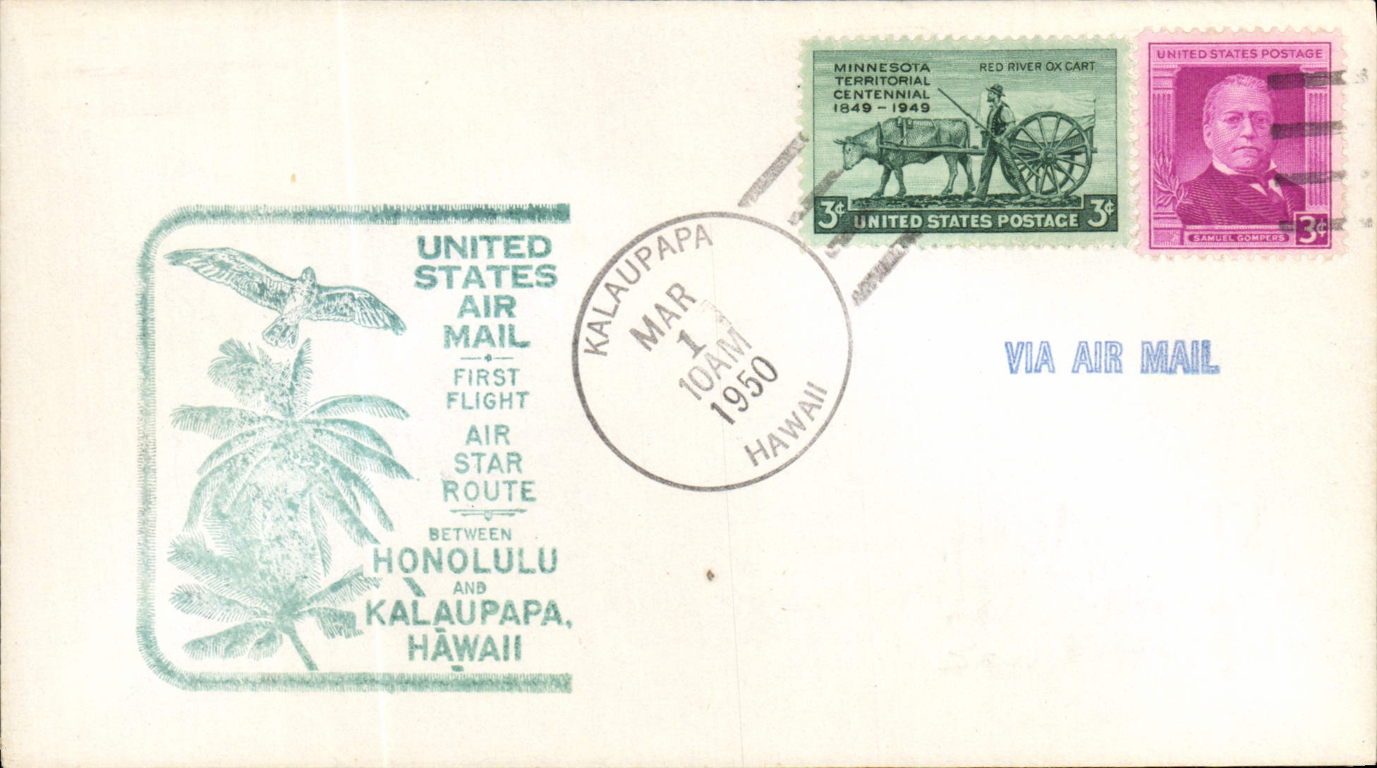 Eerste luchtvaart Honolulu-Kalaupapa — Luchtlijn Étoile — Uitgever: United States Air Mail