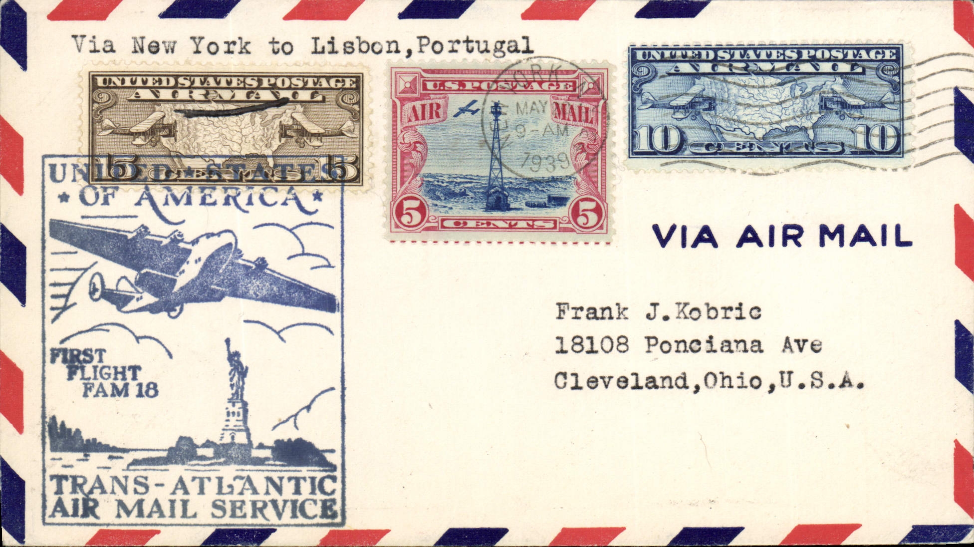 Trans-Atlantique — Service aérien — Éditeur : United States Postage