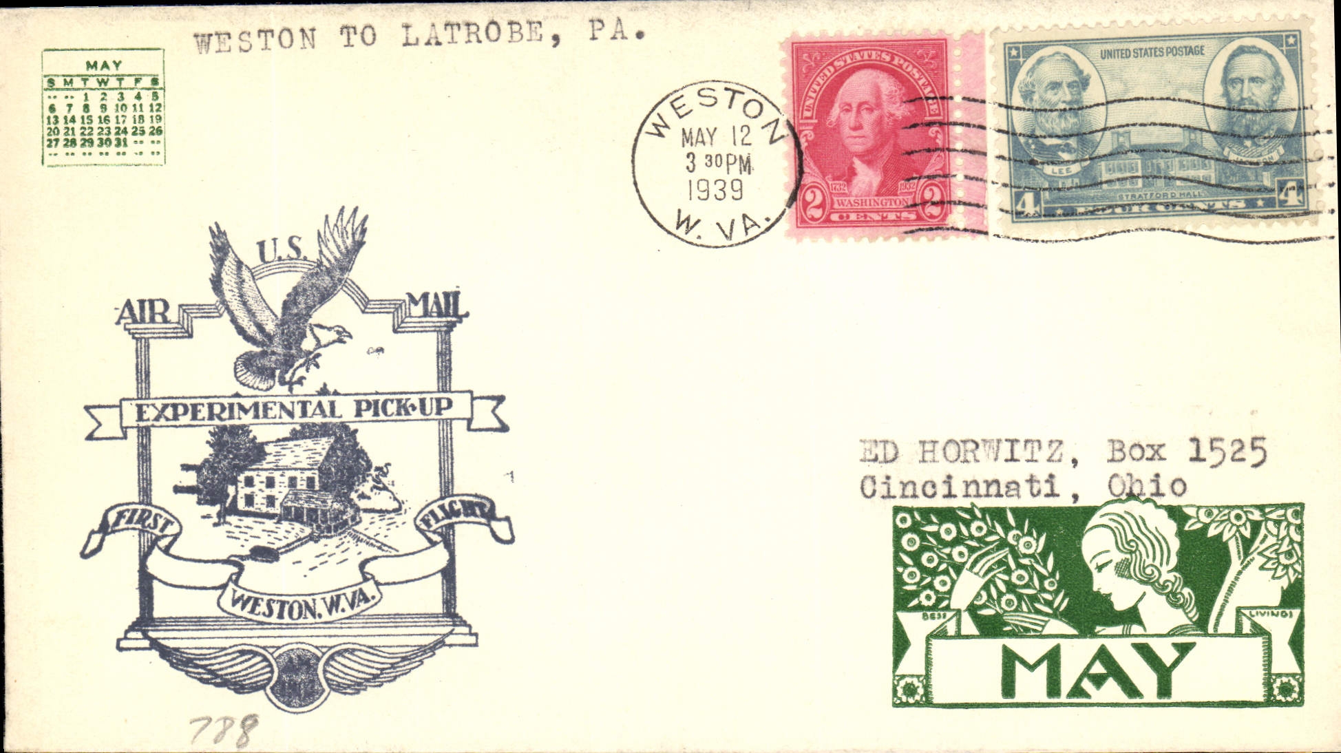 Lettre Etats Unis 1st Flight Westont o Latrobe Pa 12 5 1939 Aigle 
