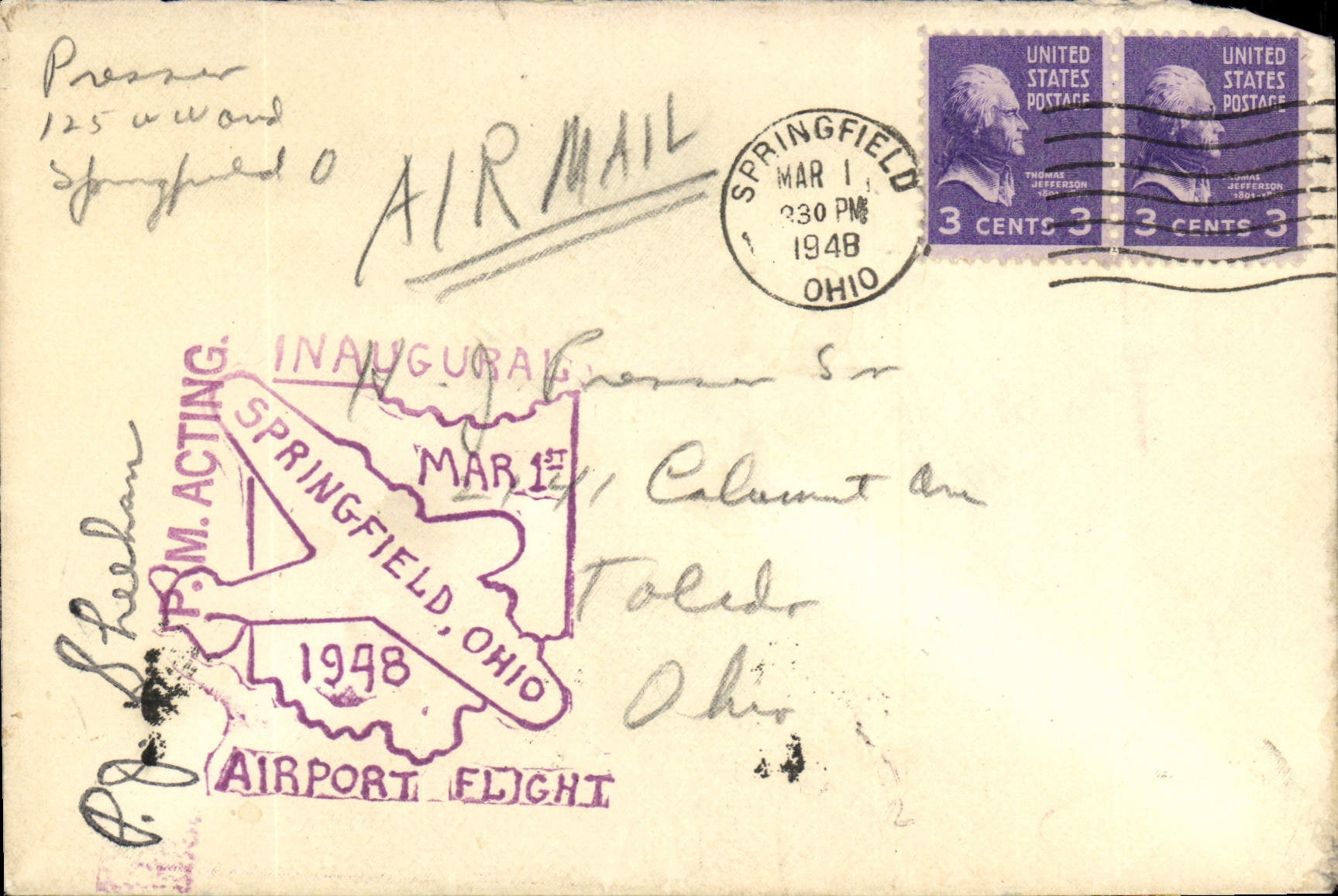 Springfield, Ohio — erster Flug — 1948