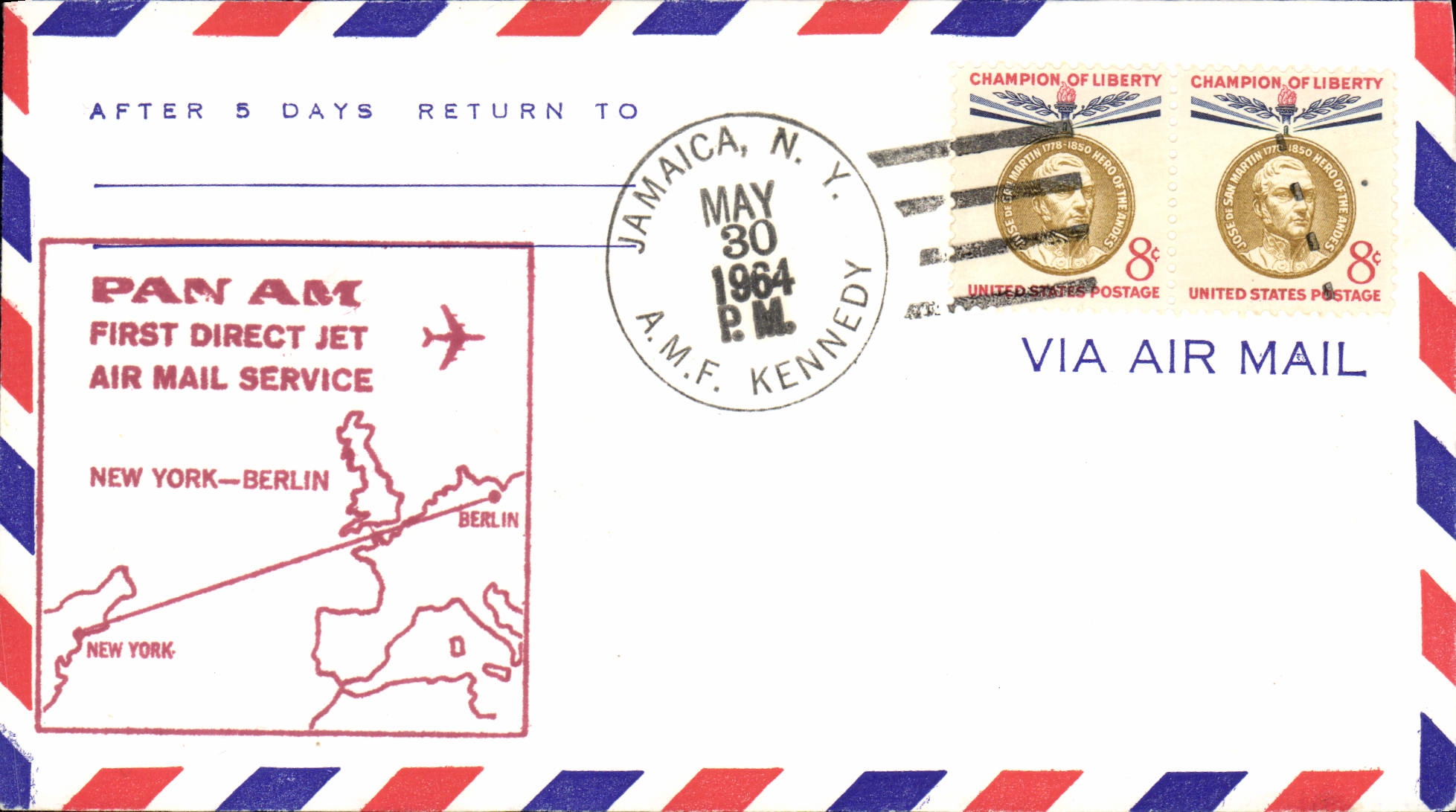 Erster Jet-Postdienst von Pan Am New York-Berlin — Jamaica, N.Y. — 30. Mai 1964