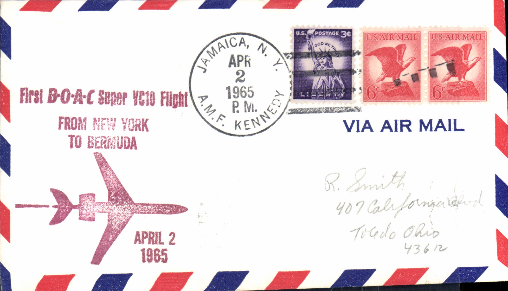 Lettre Etats Unis 1st Flight New York Bermuda 2 4 1965