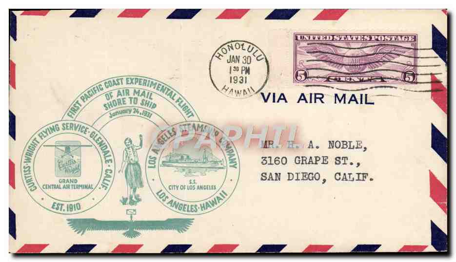 Premier vol aérien transpacifique — Honolulu — 1931 — Curtis-Wright Flying Service
