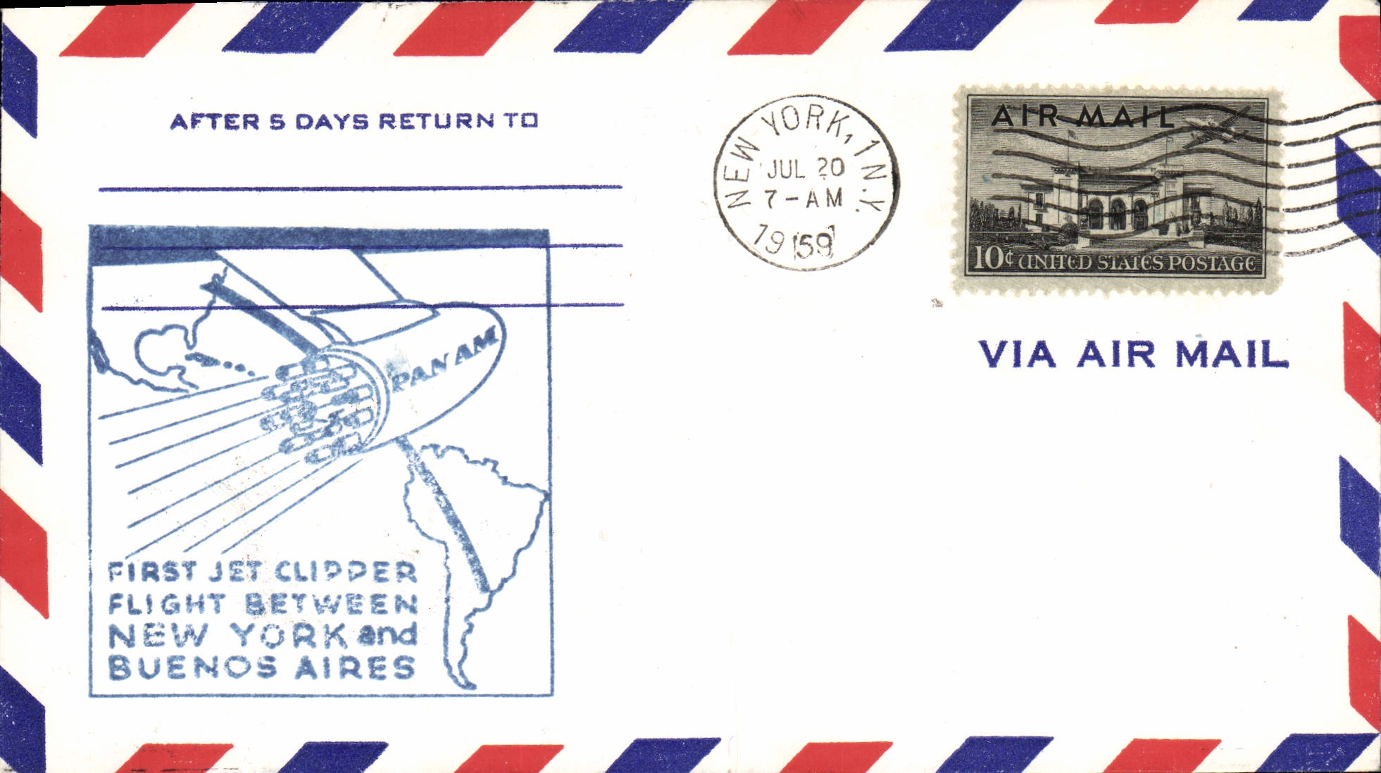 Erster Pan Am-Reiseflug mit Jet zwischen New York und Buenos Aires — New York, 1959