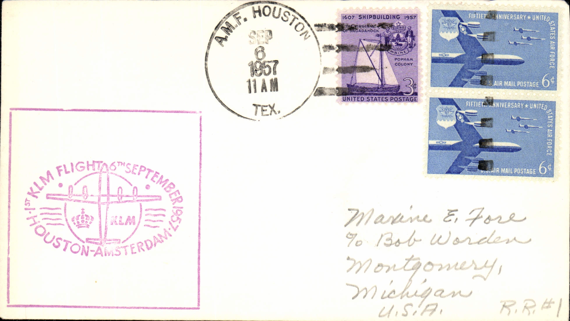 Vlucht KLM Houston-Amsterdam — 6 september 1957 — AM.F. HOUSTON
