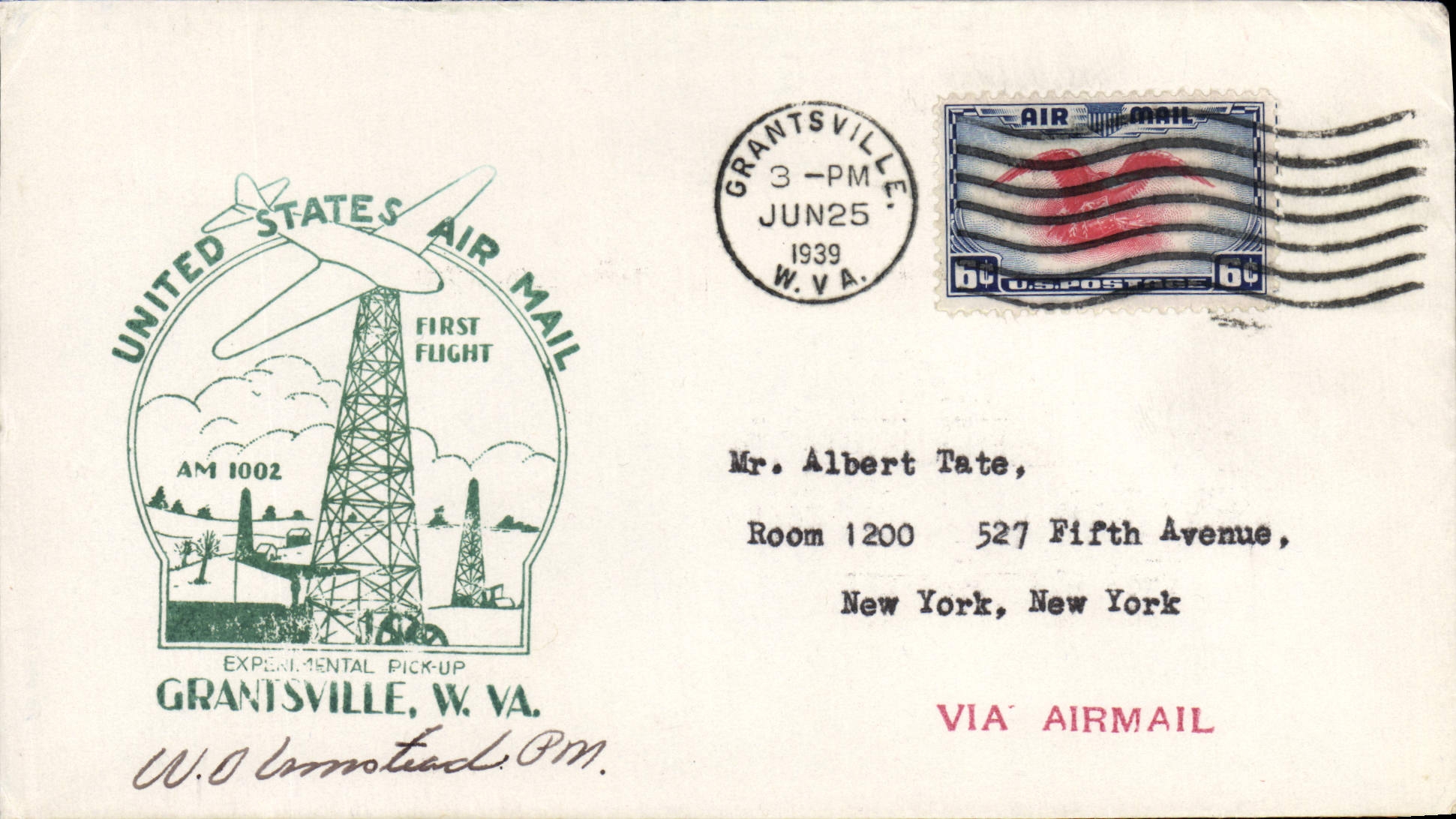 Grantsville, W.Va. — Primer vuelo aéreo — United States Air Mail