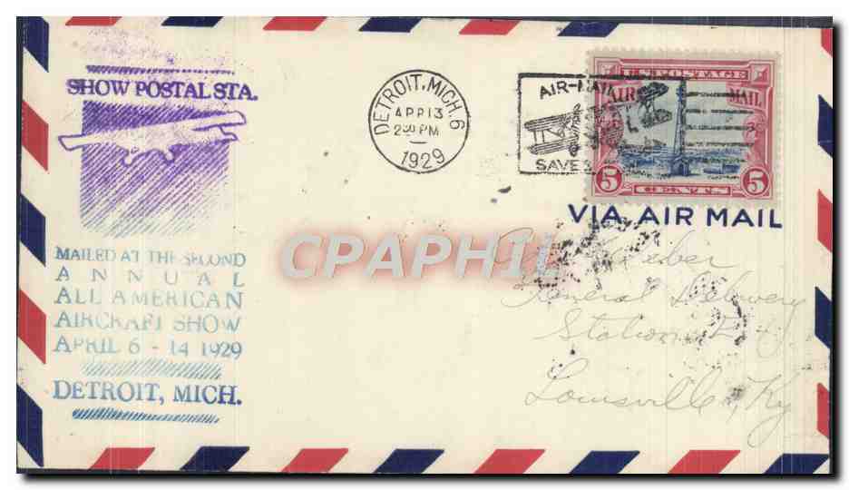 Detroit, Michigan — Tweede Jaarlijks All American Airplane Show — Show Postal Station