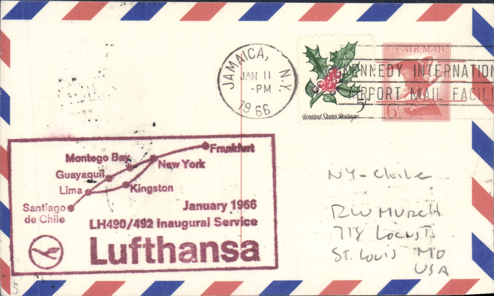 Lufthansa — Erster Flug LH490/492 — Januar 1966 — Jamaica, N.Y.