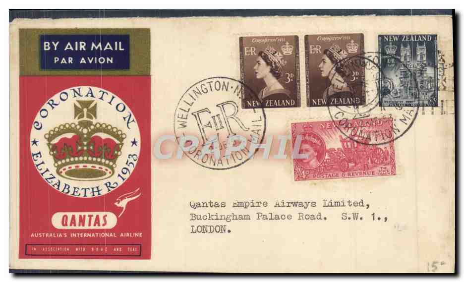 Lettre Qantas Nouvelle Zelande 2 6 1953