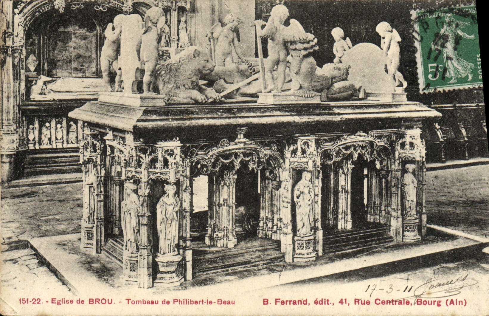Église de Brou - Tombeau de Philibert-le-Beau — B. Ferrand, édit., 41 Rue Centrale, Bourg (Ain)