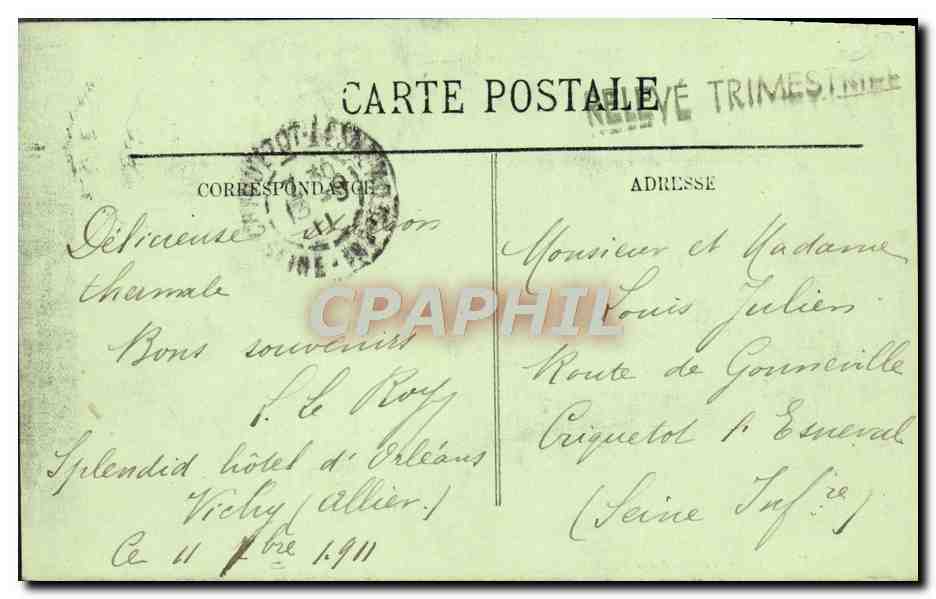 CPA Vichy Le parc des Celestins — Verso