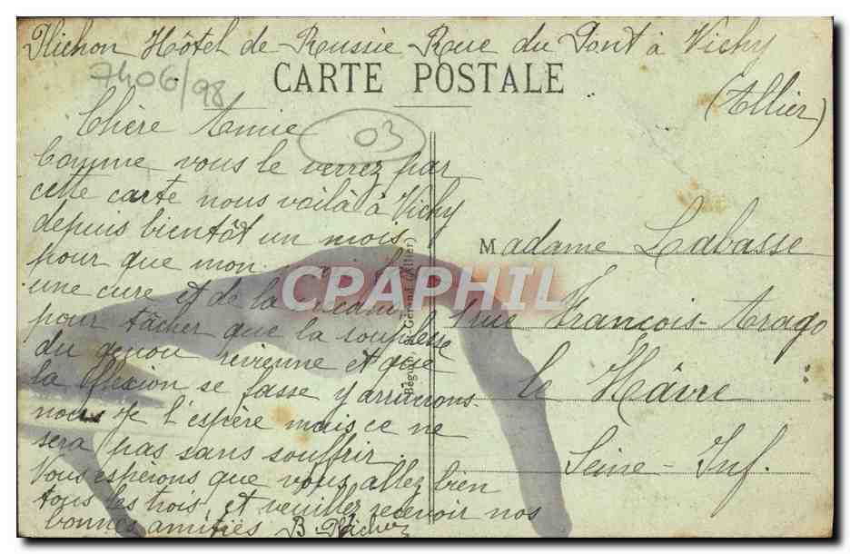 CPA Vichy Parc et source des Celestins  — Verso