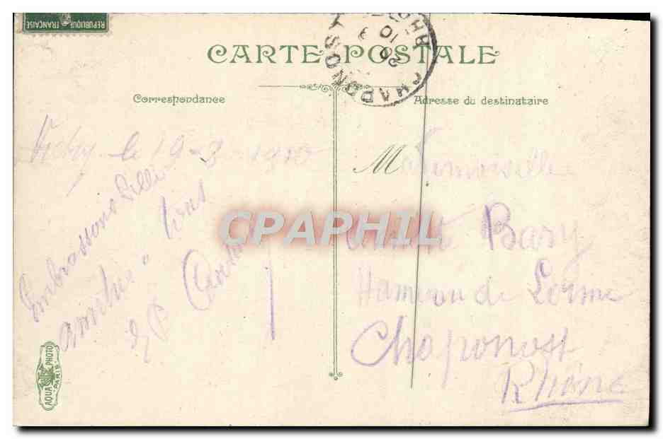CPA Vichy L'Hotel Sevigne — Verso