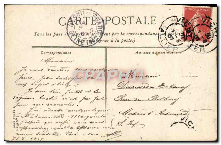 CPA Vichy Le Pont sur l'Allier — Verso