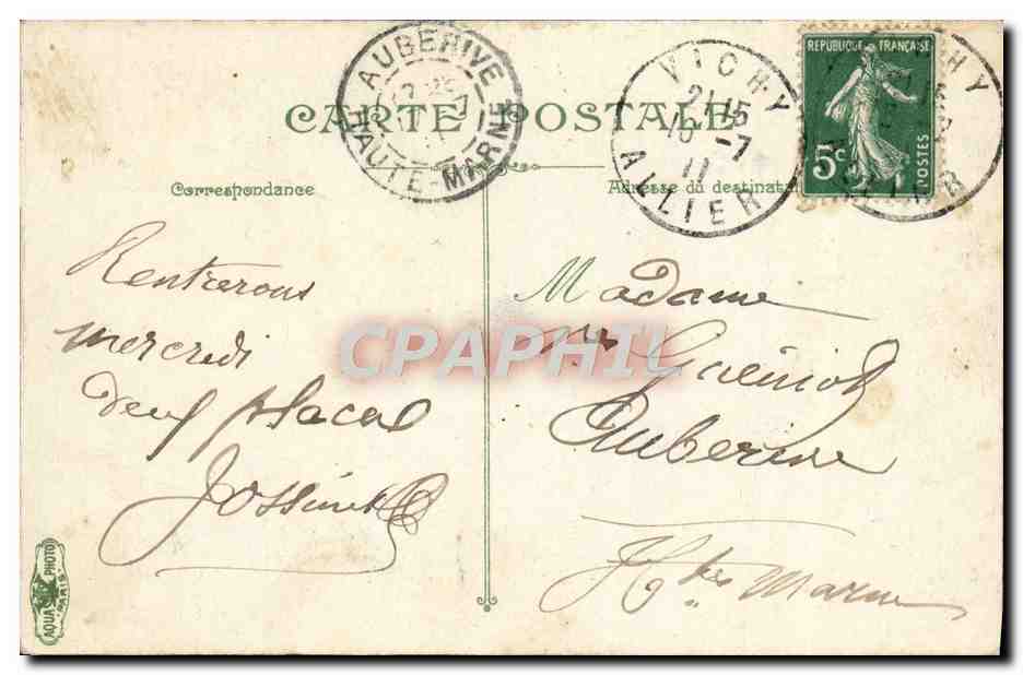 CPA Vichy  — Verso