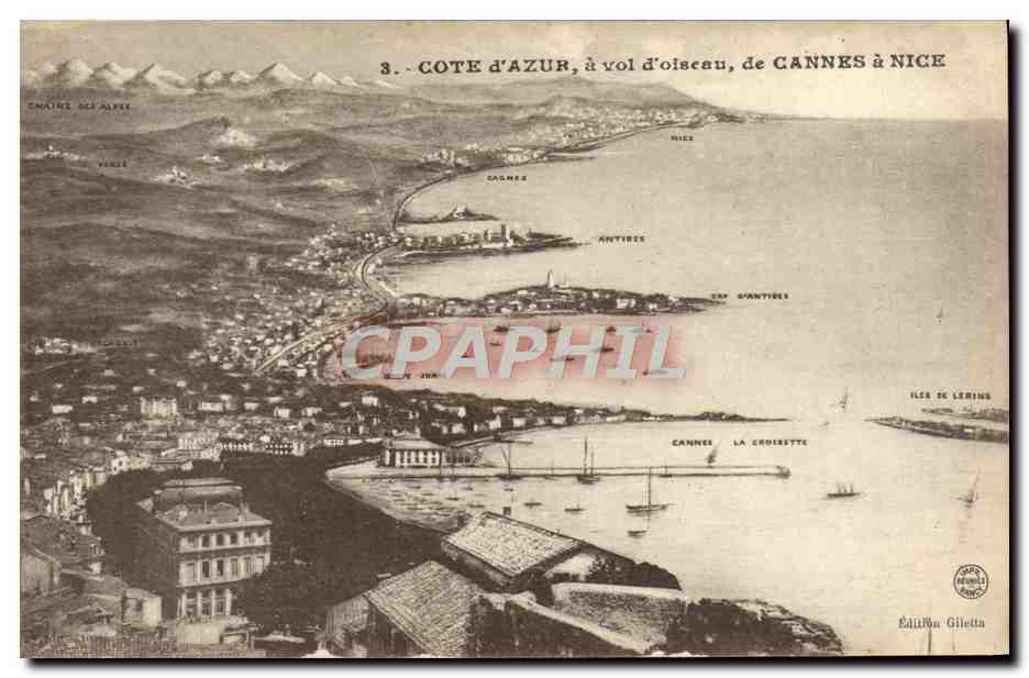 CPA Cote d'Azur A Vol D'oiseau De Cannes a Nice