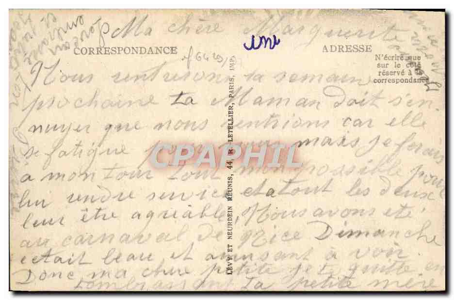 CPA Cannes Les Palmiers De La Croisette Et Le Mont Chevalier — Verso