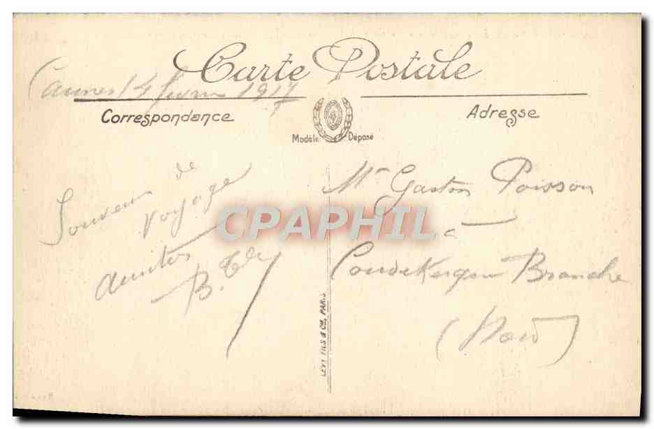 CPA Cannes Le Monument d'Edouard VII — Verso