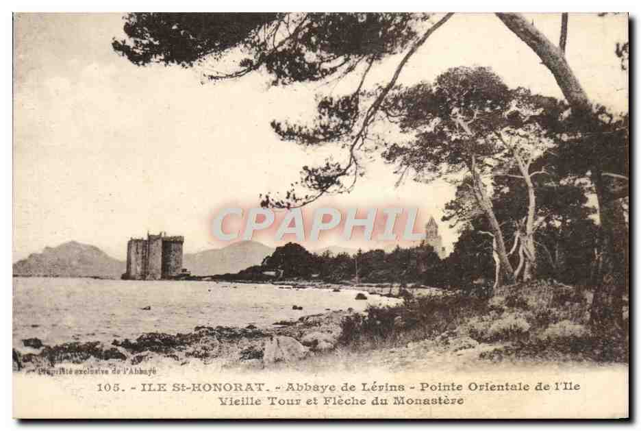 CPA Ile St Honorat Abbaye De Lerins Pointe Orientale De l'Ile Vieille Tour Et Fleche Du Monastere