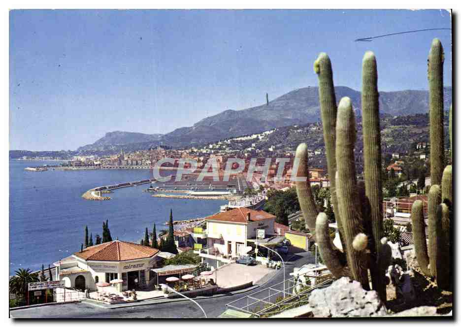 CPM Menton Vue Generlae Le Nouveau Port Vue Prise de La Frontiere Franco italienne