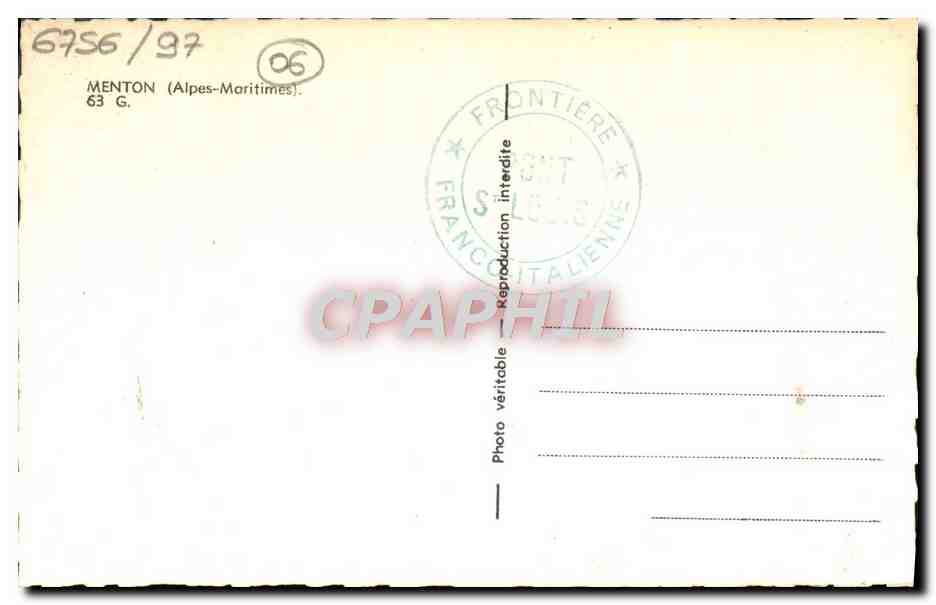 CPM Menton — Verso