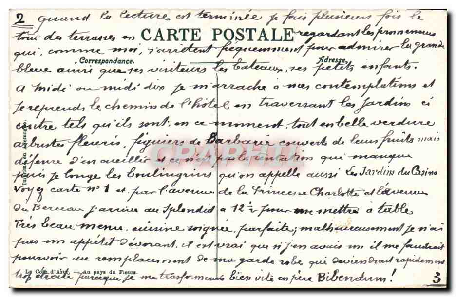 CPA Monte Carlo Les Jardins Du Casino — Rückseite